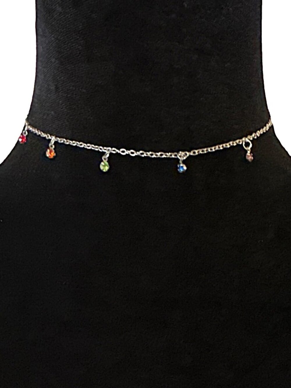 Choker Necklace Silver Tone Beaded Fringe Adjustable Length Womens Jewelry